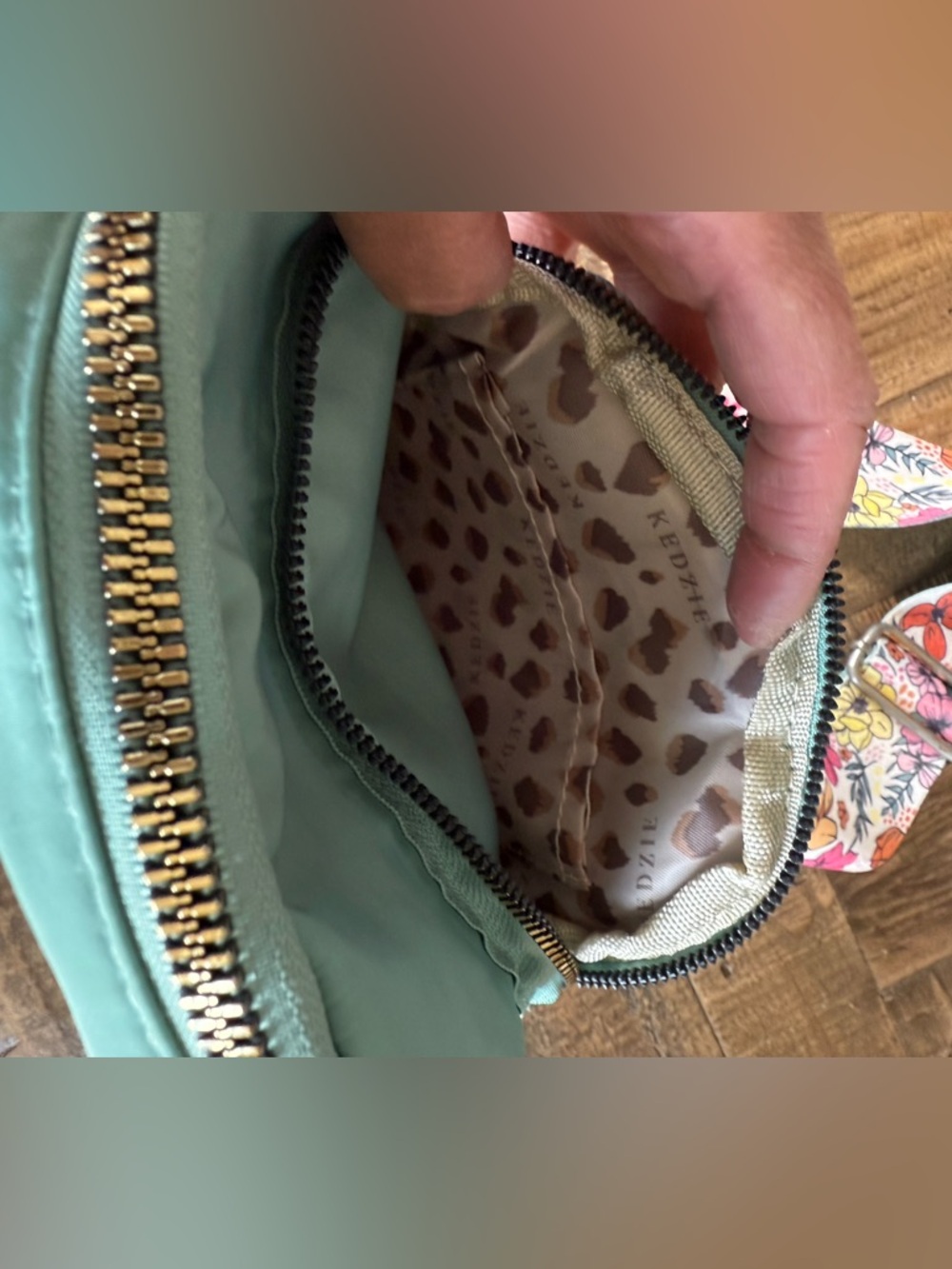Kedzie Mint Crossbody Bag with Floral Strap - Picture 5 of 10